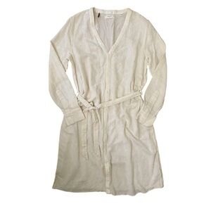 Billy Reid Cream Button-Up Belt Shirt Dress
